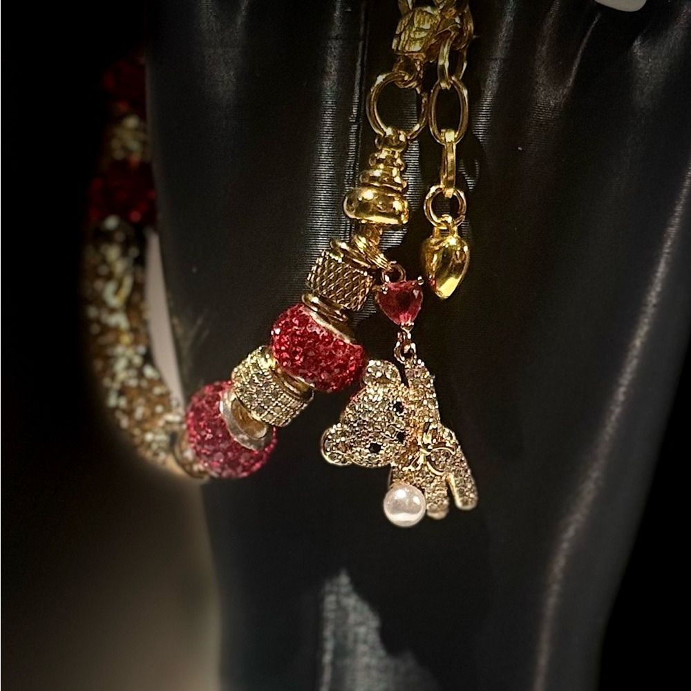 Elegant Gold And Red Beaded Bracelet - image 3